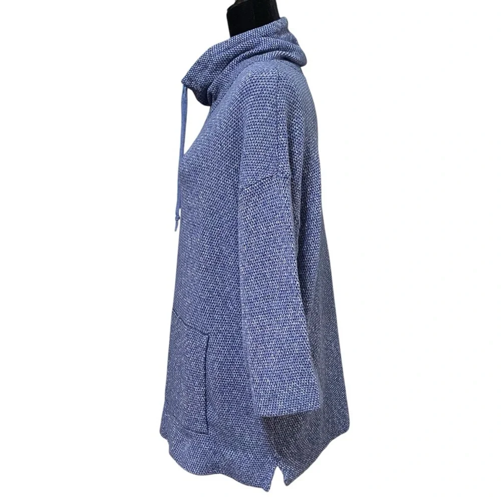 Pure Jill Blue Cowl Neck Pullover Sweater Tunic Lagenlook Minimalist XS